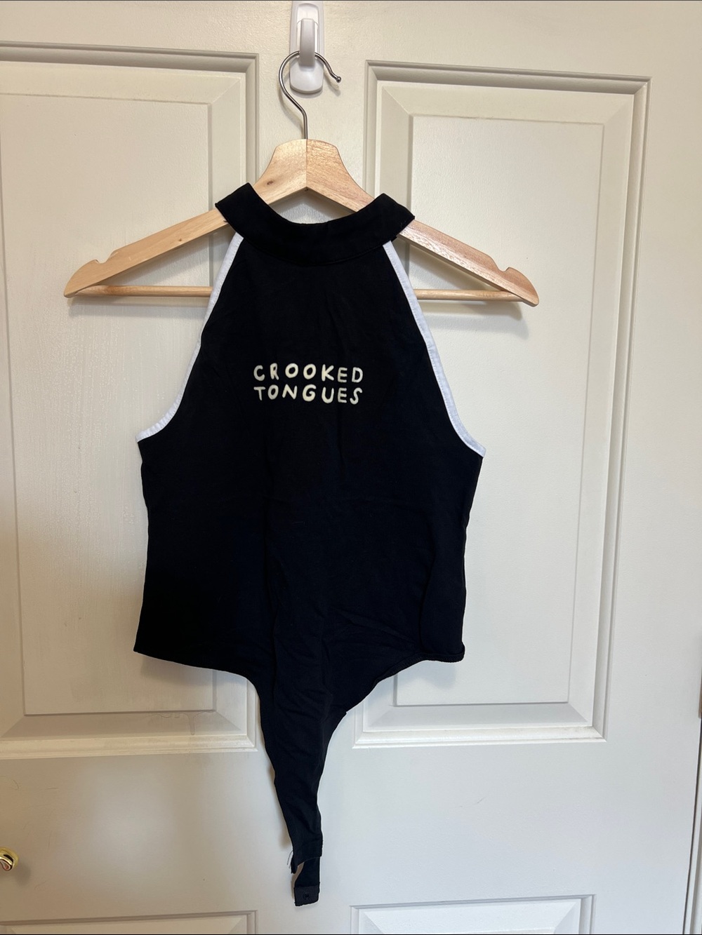 Crooked Tongues Black Halter Bodysuit